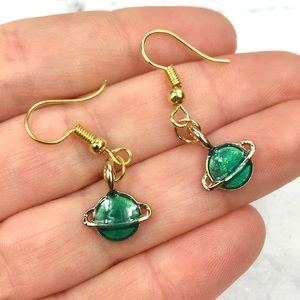 3 for $15 Tiny Green Planet Dangle Earrings